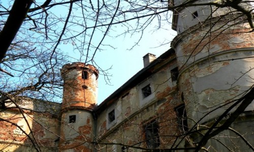 Zdjcie POLSKA / opolskie / Gogwek / Zewntrzne mury zamkowe z baszt