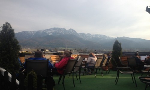 POLSKA / Maopolska / Zakopane / Giewont widziany z Cafe Tygodnik Podhalaski