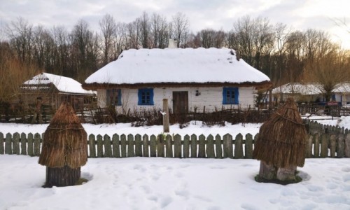 Zdjcie POLSKA / podlaskie / Budy / Zimowe Podlasie. Zabytkowa zabudowa w Budach