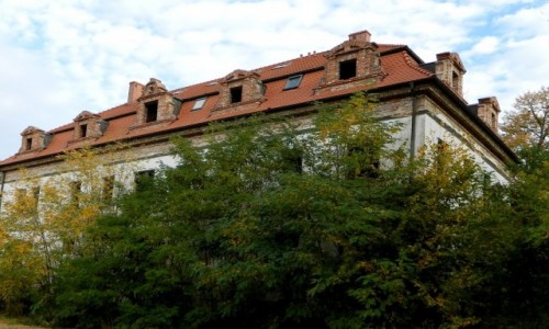 Zdjęcie POLSKA / dolnoślaskie / Gniechowice / Niszczejący pałac
