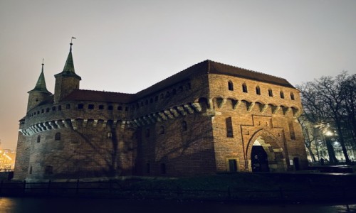 Zdjęcie POLSKA / Kraków  / Barbakan  / Barbakan zimą