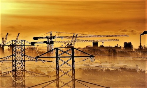 Zdjecie POLSKA / Pomorskie / Gdask / Industrializacja o wschodzie soca