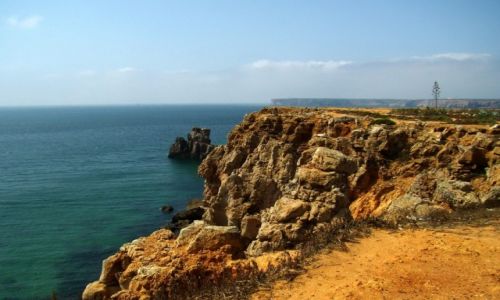 Zdjęcie PORTUGALIA / Algarve / Sagres / kwitnąca agawa z oceanem w tle