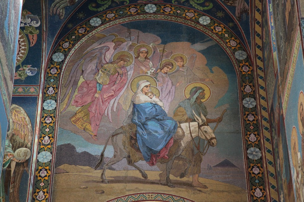 Zdjęcia: Sobór Zmartwychwstania Pańskiego, Sankt Petersburg, Ucieczka do Egiptu - fresk, ROSJA Zdjęcia: Sobór Zmartwychwstania Pańskiego, Sankt Petersburg, Ucieczka do Egiptu - fresk, ROSJA