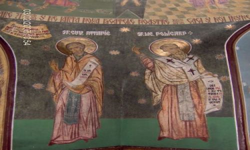 Zdjęcie RUMUNIA / Mołdawia-Karpaty / Piatra Neamt / CERKIEW- MALOWIDŁA (ŚW.POLIKARP po pr.)