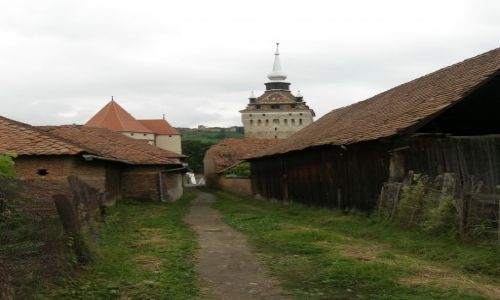 Zdjęcie RUMUNIA / Transylwania / Saschiz / Wieża zegarowa w malym Saschiz
