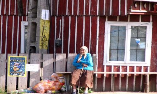 Zdjecie RUMUNIA / Bukowina / wies / konkurs- butelkowa babcia