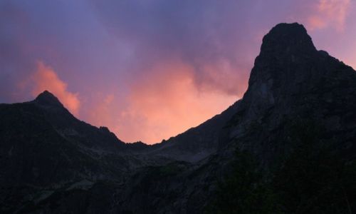 Zdjecie SOWACJA / Tatry Bielskie / Zielony Staw Kiemarski / Durne szczyty o zachodzie