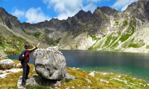 Zdjecie SOWACJA / Wysokie Tatry. / Hiczowa Dolina. / Leszek na Wielkim Hiczowym Stawem.