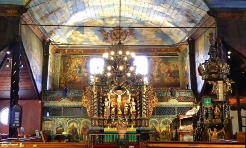 Zdjecie S�OWACJA / Wysokie Tatry. / Kie�mark. / Kie�mark - Drewniany ko�ci� artykularny �w. Tr�jcy - o�tarz g��wny.