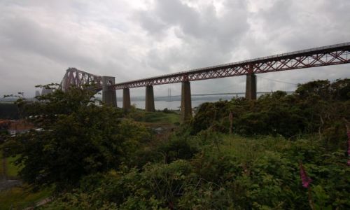 Zdjecie SZKOCJA / rodkowa Szkocja / przeprawa nad zatoka Firth of Forth / Forth Rail Bridge and Forth Road Bridge
