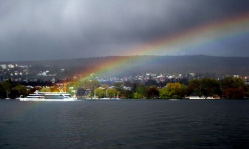 Zdjęcie SZWAJCARIA / - / Zurich / Rainbow above Zurich lake