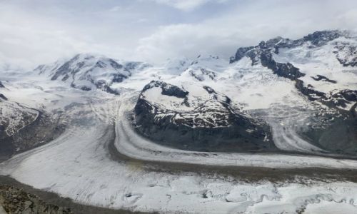 Zdjcie SZWAJCARIA / Szwajcaria / Gornergrat 3089m / lodowiec Gornergletscher i  kolejne spywajce do niego