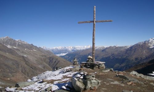 Zdjecie SZWAJCARIA / Saas Fee / Alpy / Przy szlaku na Egginerjoch.
