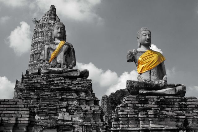 Zdjęcia: Ayuttaya, Tajlandia , Żółty szalik, TAJLANDIA Zdjęcia: Ayuttaya, Tajlandia , Żółty szalik, TAJLANDIA
