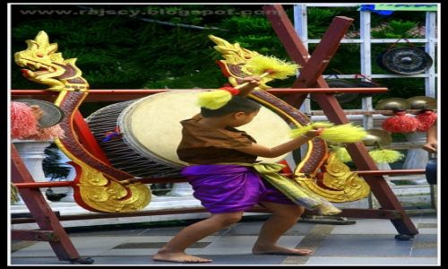 Zdjecie TAJLANDIA / Chiang Mai / Chiang Mai / Mody mnich grajcy w wityni Doi Suthep