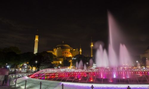 Zdjcie TURCJA / Stambu / Sultanahmet / Hagia Sophia noc