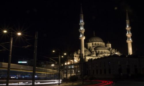 Zdjcie TURCJA / Stambu / Most Galata / Yeni Cami noc