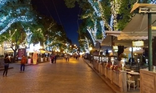 Zdjęcie UKRAINA / - / deptak ul Dieribasowskaja / Odessa nocą