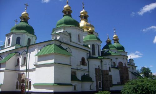 UKRAINA / Jedno z wa�niejszych miejsc w Kijowie Klaszor Sofijski / Kij�w / Jedno z wa�niejszych miejsc w Kijowie Pomnik Jaros�awa M�drego