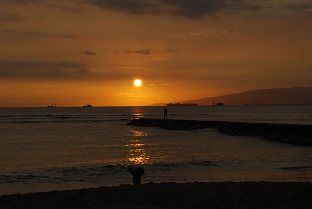 Zdjęcia: Waikiki Beach, Hawaje, zachód słońca, USA Zdjęcia: Waikiki Beach, Hawaje, zachód słońca, USA