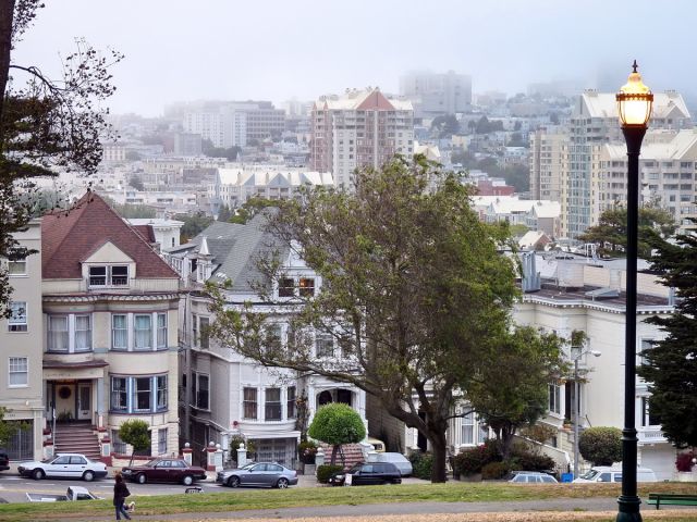 Zdjęcia: San Francisco, California, Widok na domki z Alamo Square, USA Zdjęcia: San Francisco, California, Widok na domki z Alamo Square, USA