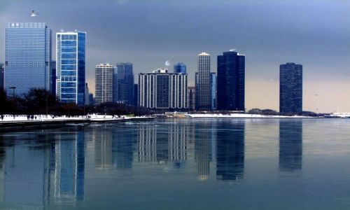 Zdjecie USA / - / Illinois / Chicagp  / zima w miescie