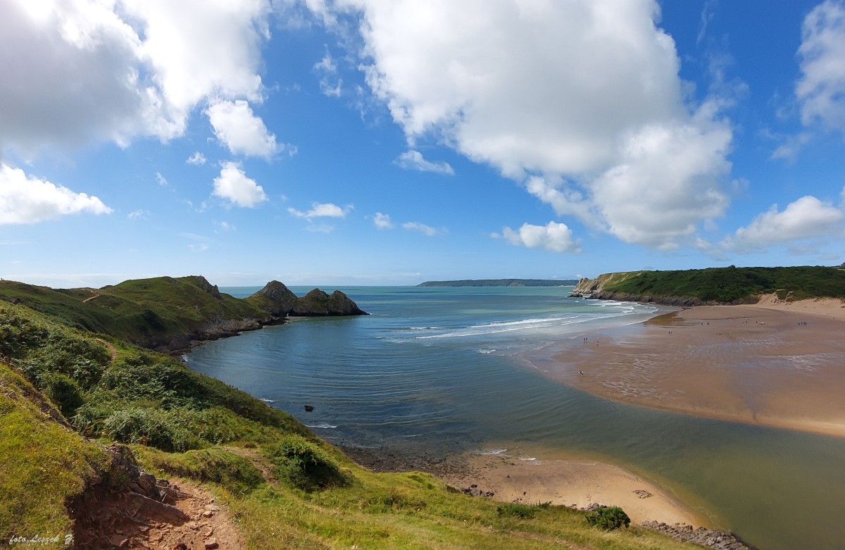 Zdjęcia: Parkmill., Półwysep Gower., Trzy klify sprzed ruin zamku Pennard., WALIA Zdjęcia: Parkmill., Półwysep Gower., Trzy klify sprzed ruin zamku Pennard., WALIA