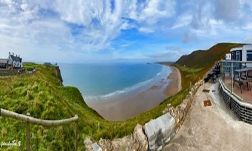 Zdjcie WALIA / Pwysep Gower. / Rhossili Bay. / Panorama z Tiger Point na Rhossili.