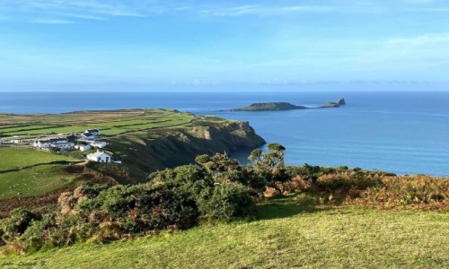 Zdjecie WALIA / Pwysep Gower. / Plaa Rhossili. / Rhossili i Gowa Smoka (Worms Head).