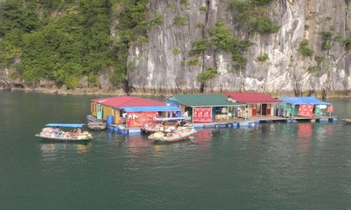 Zdjcie WIETNAM / wietnam / zatoka / domy w zatoce halong