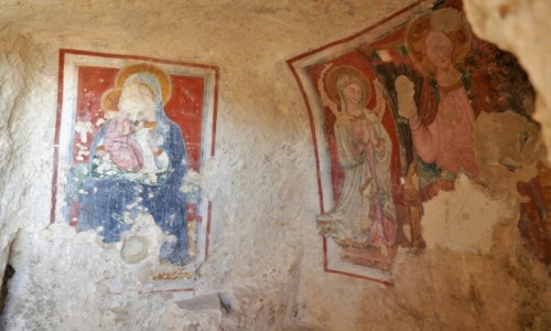 Zdjcie WOCHY / Bazylikata / Matera / Fresk z kocioa skalnego Madonna Tre Porta